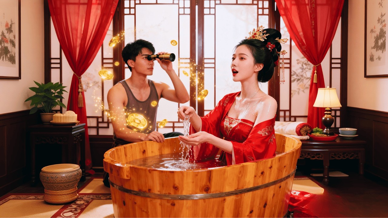 窮小子竟穿越古代偷看到女帝洗澡，沒想到小夥是歷史迷知曉未來一切走向，女帝直接投懷送抱愛上窮小子！#短劇 #爽劇 #穿越 #重生