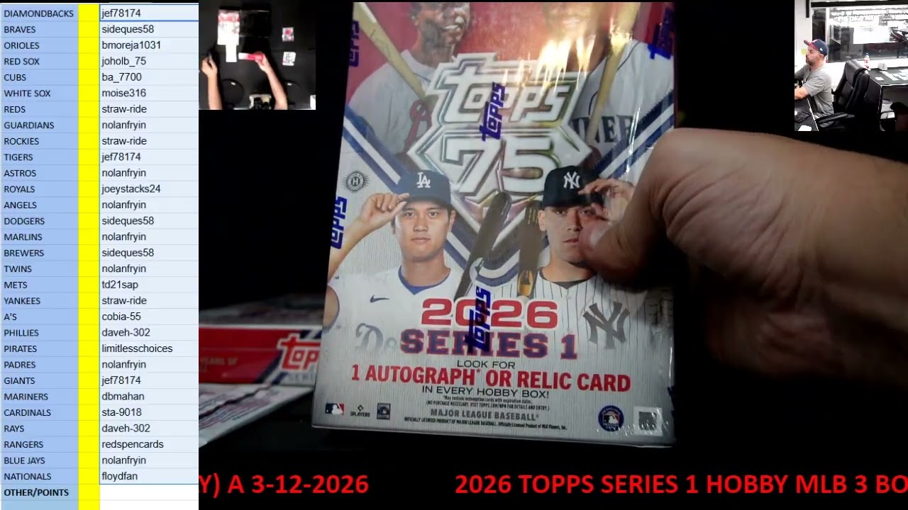 CAJUNBREAKER 2026 TOPPS SERIES 1 HOBBY MLB 3 BOX (EBAY) A 3-12-2026