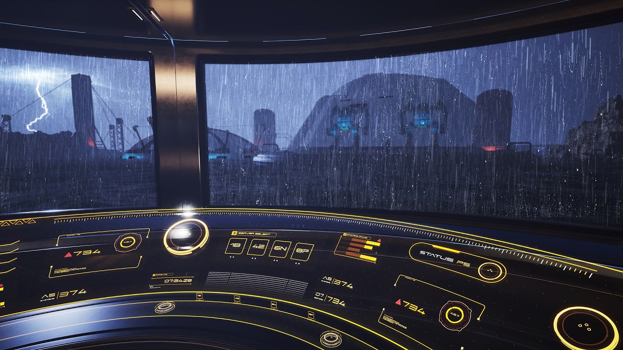 Window rain sound and Thunder sound on the rough waves