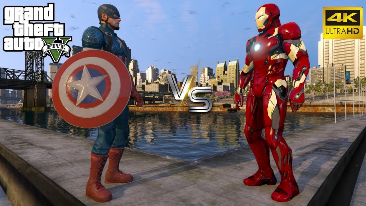 GTA 5 - Captain America VS Iron Man in New York City! (4K Ultra HD Gameplay)