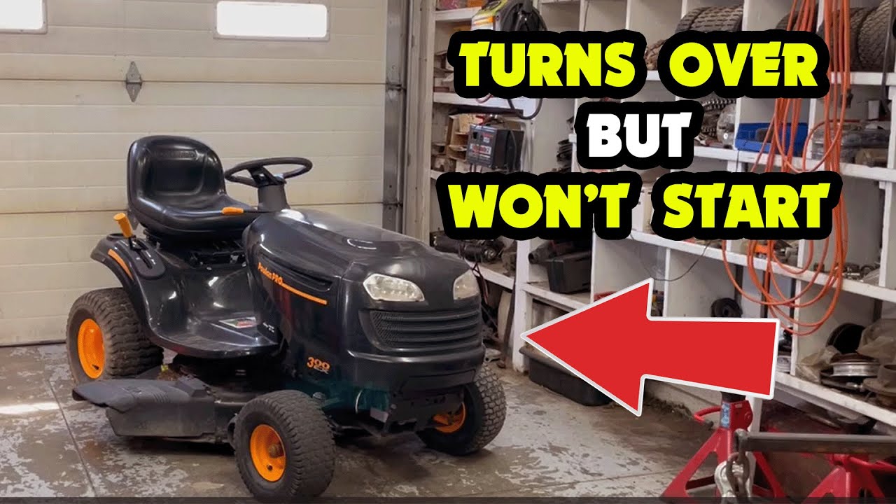 Riding Lawn Mower Turns Over But Won't Start Up EASY FIX (Poulan Pro 300 EX Series)
