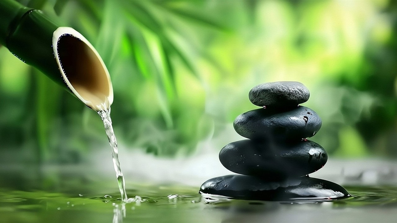 Bamboo Water Fountain & Soft Piano for Calm Night Ambience