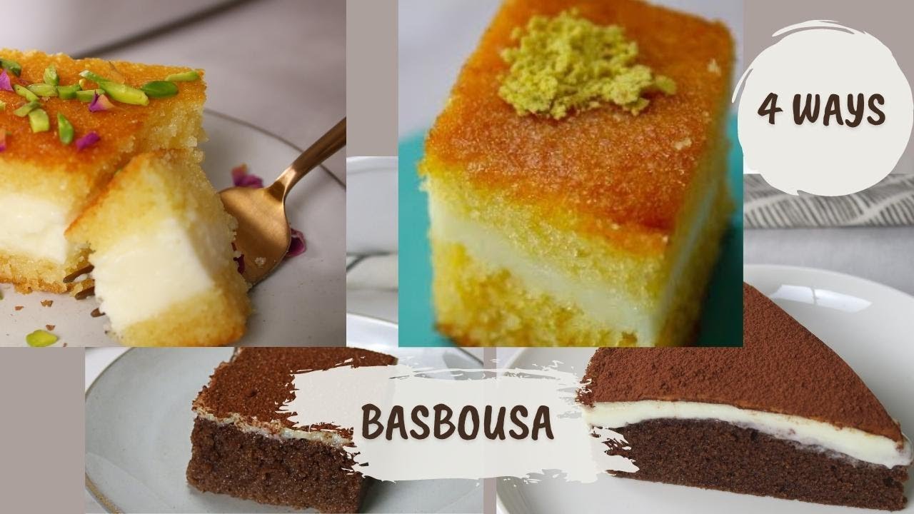 Famous Middle Eastern Dessert Basbousa Recipe ♥️ | 4 easy ways to make Basbousa