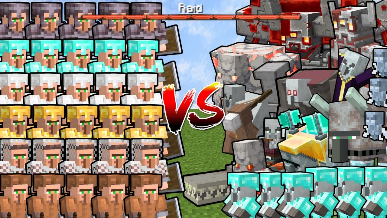 ALL ARMOR VILLAGERS x100 vs STRONGEST MODDED RAID (7 WAVES) | Minecraft Mob Battle