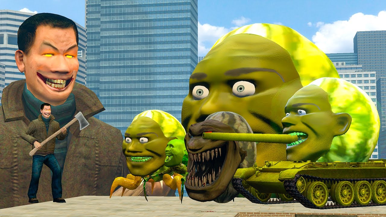 NEW MECHA AXEMAN Vs All LIN GANG MELON FAMILY In Garry's Mod