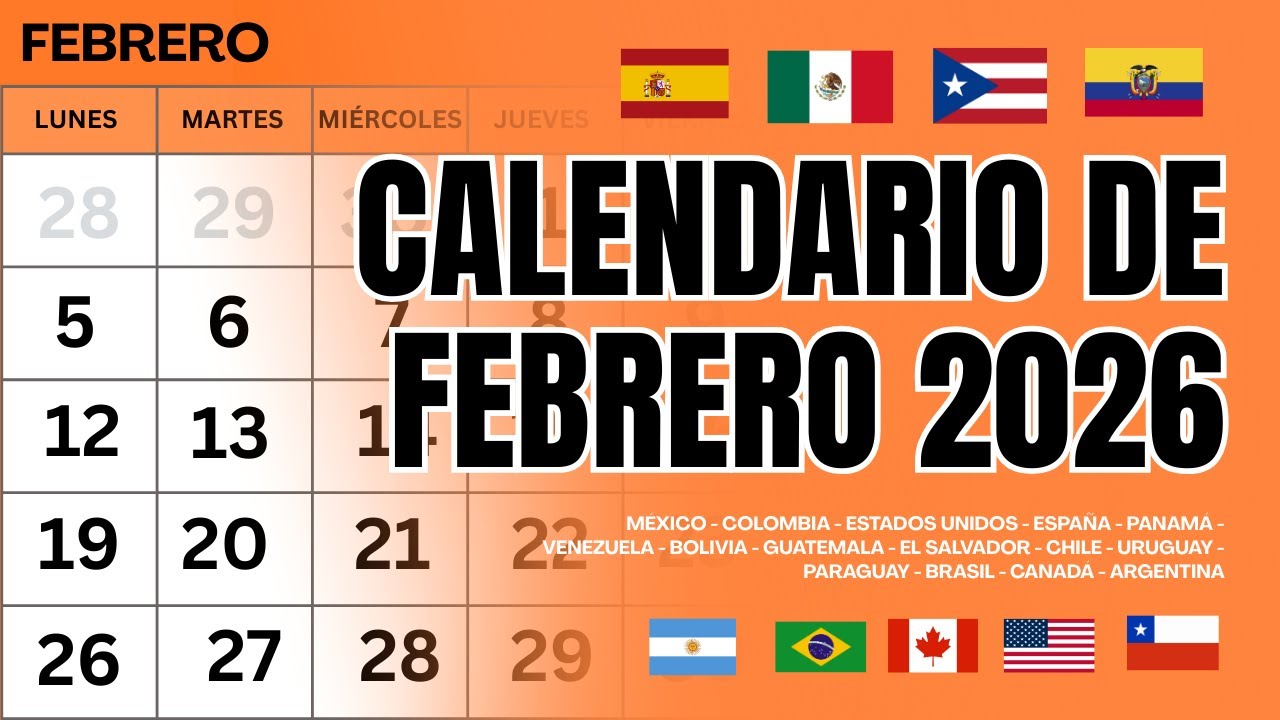 CALENDARIO DE FEBRERO 2026 | ALMANAQUE FEBRERO 2026