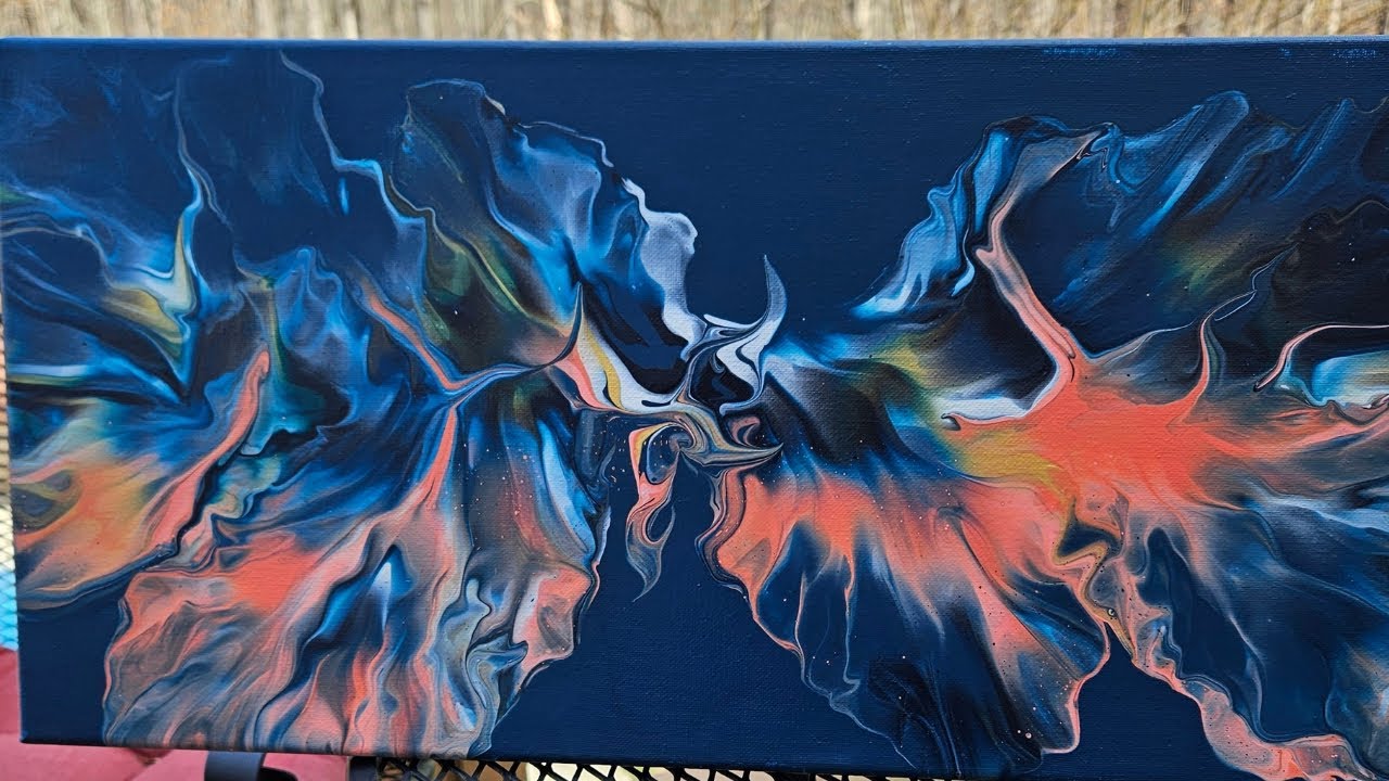 BLUE AND CORAL DUTCH POUR - ACRYLIC POURING #satisfying #art #abstractpouring