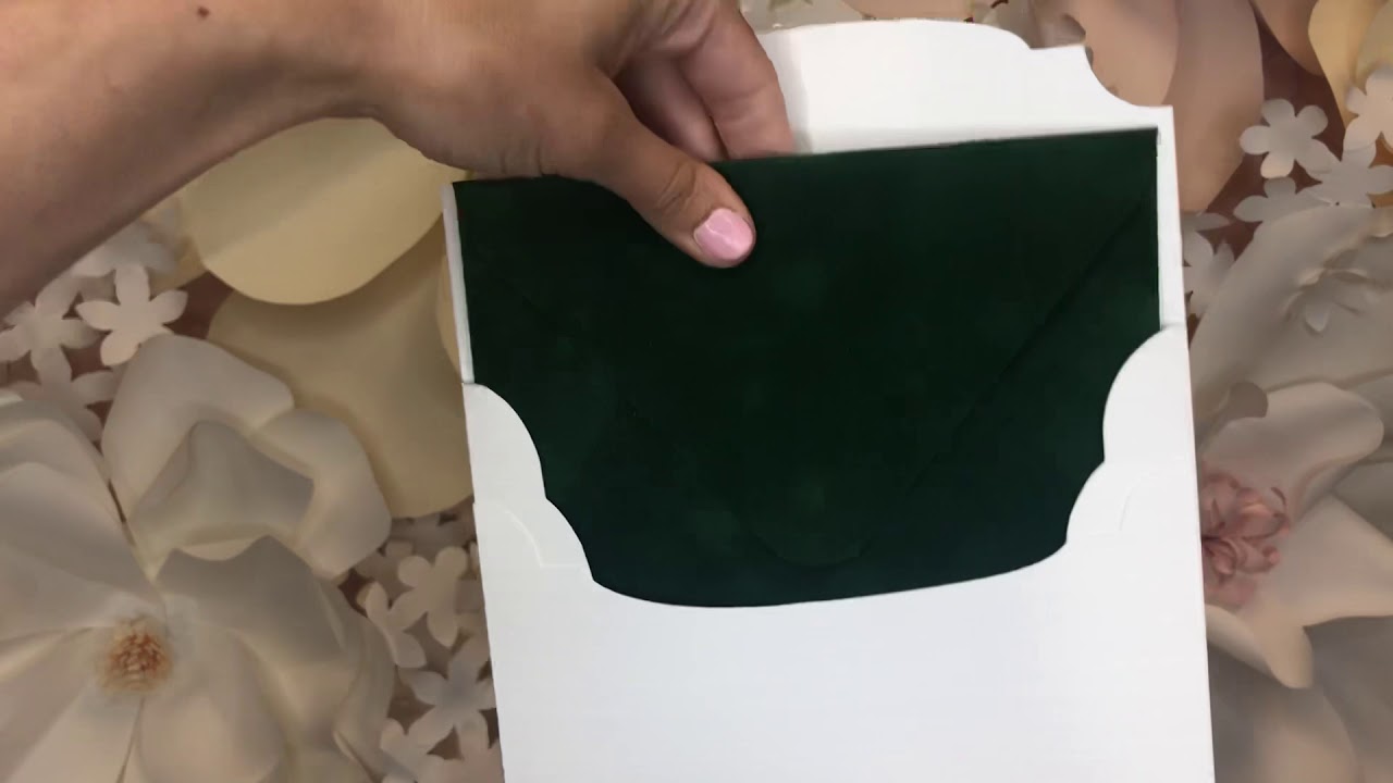 Forest Green Velvet Envelope | Die Cut Wedding Invitation