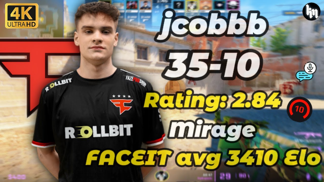 jcobbb (35-10) Rating: 2.84 (Mirage) | FACEIT avg 3410 Elo | Jan 13, 2026 