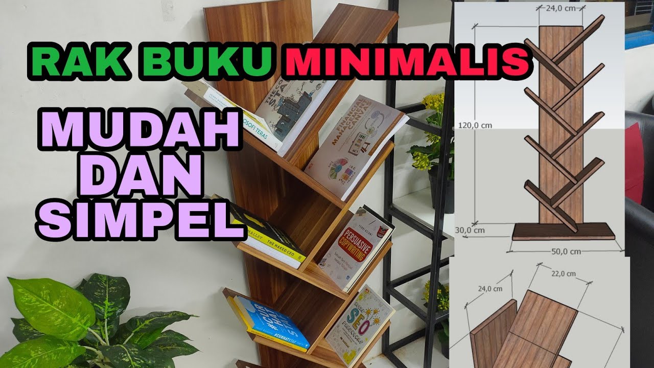 CARA MEMBUAT RAK BUKU DARI KAYU || MINIMALIS