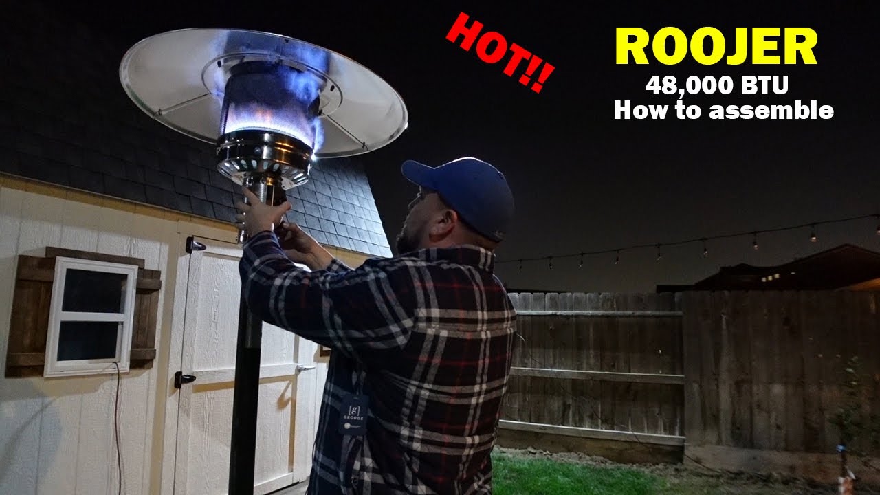 Roojer 48000 BTU umbrella heater assembly and review