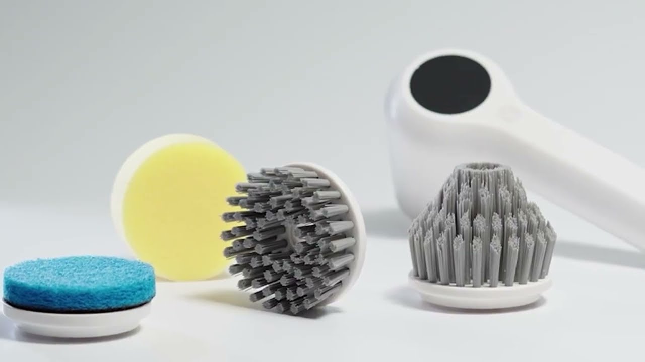 BezosMax Cordless Cleaning Electric Brush Display 5 Heads Spin Scrubber