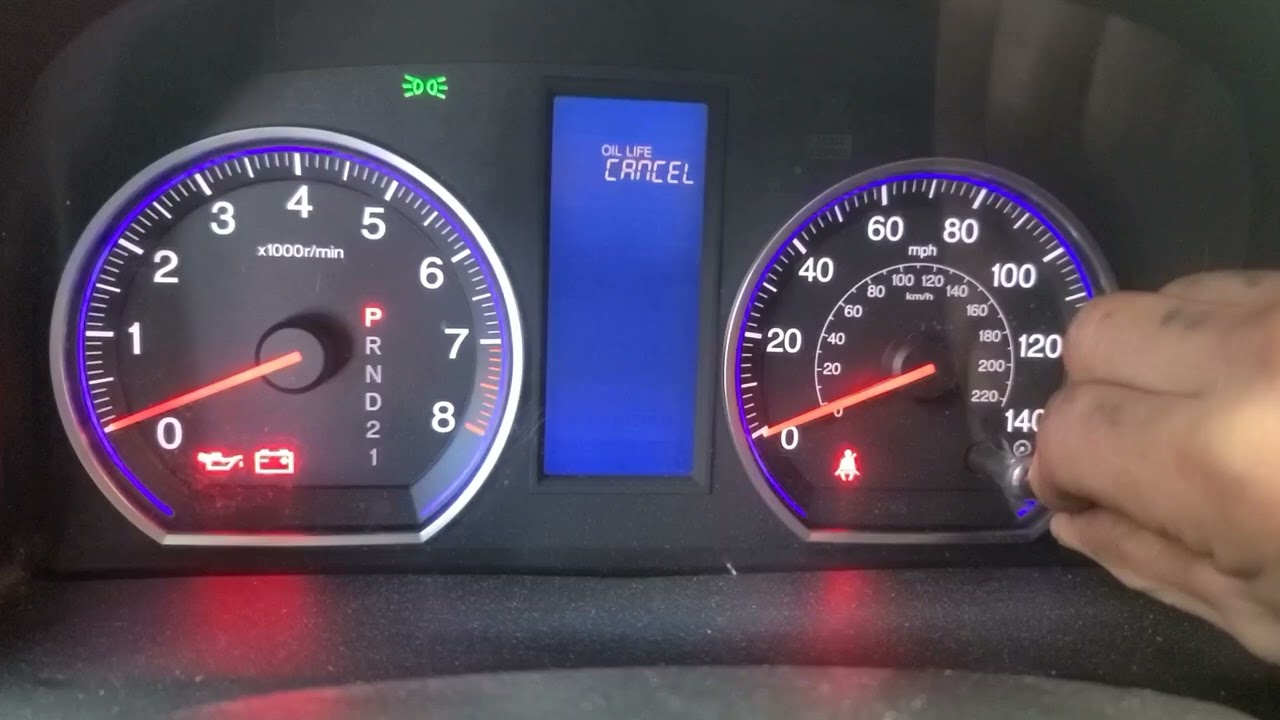 Honda CRV 2010 — сброс индикатора уровня масла