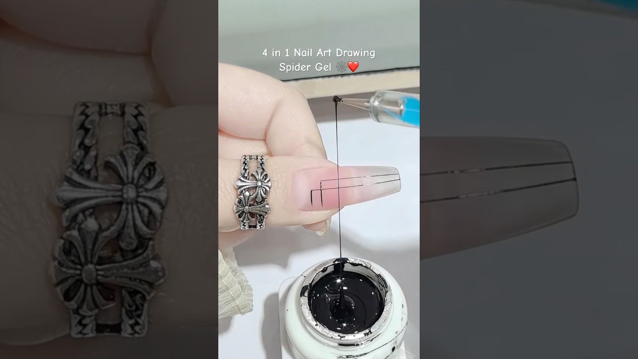 4 in 1 Nail Art Drawing Spider Gel 🕸️❤️ #nails #nailart #naildesign #nailpolish #nailtutorial