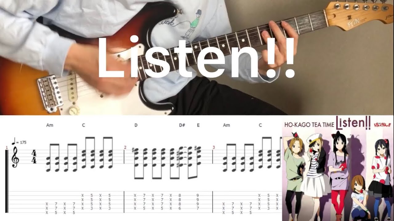 K-ON! - Listen!! (guitar cover with tabs & chords)