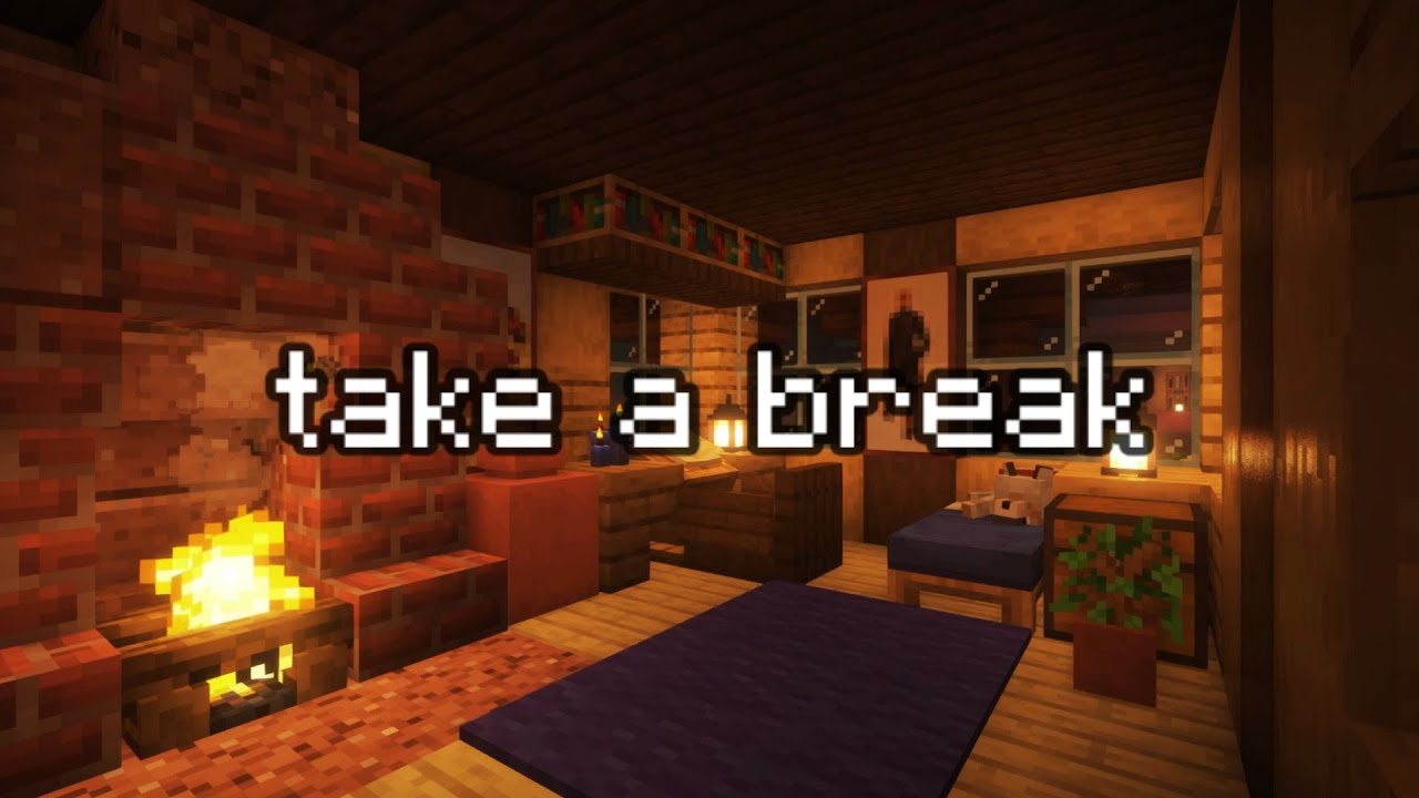 finally, you reached a safe spot... minecraft music, rain and fire sounds ambience