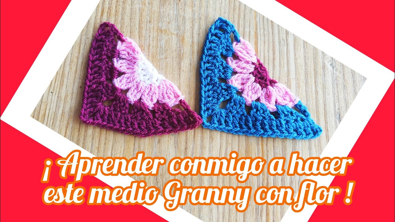 Como hacer medio GRANNY CON FLOR en crochet #crochet #tejer #puntoscrochet #knitting