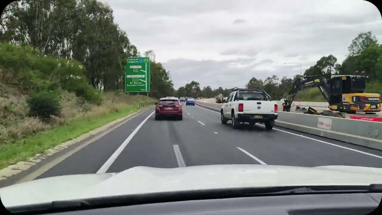 Driving on the M7 motorway in Sydney, Australia