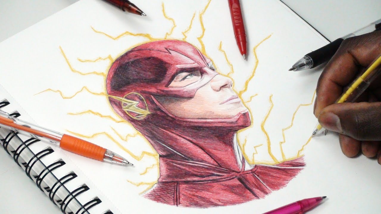 Drawing The Flash (Barry Allen) - INKTOBER DAY 29 - DeMoose Art
