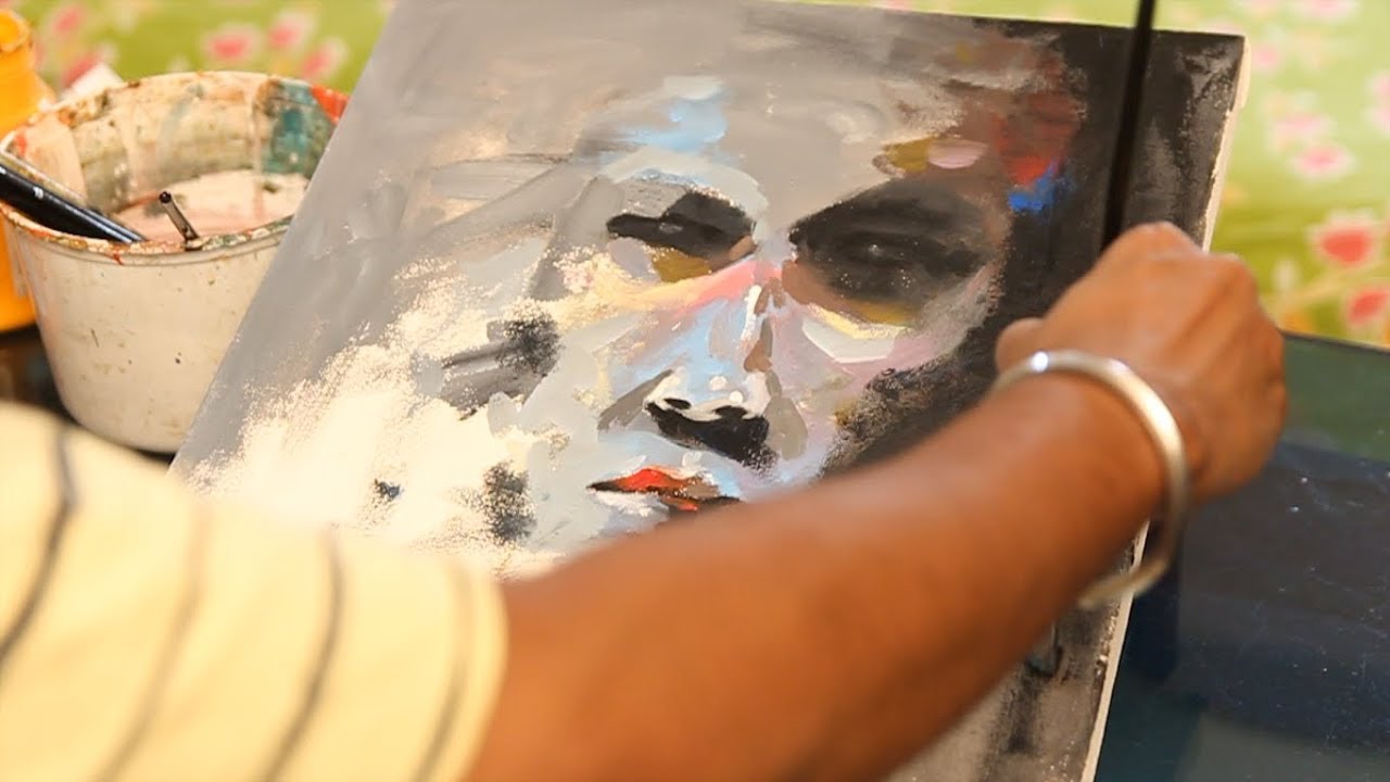 Easy Abstract Painting || Abstract Portrait Painting ||Acrylic on Canvas || Biki Majumder