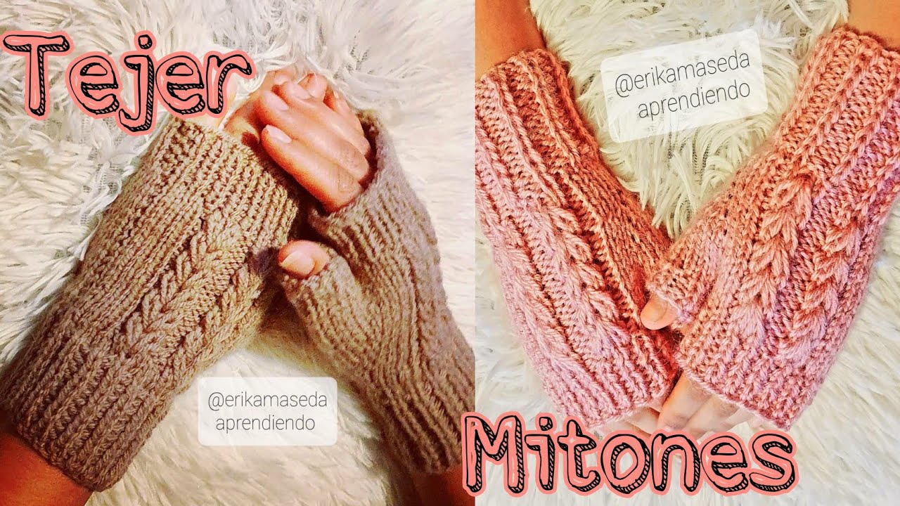 MITONES TEJIDOS🧤 a Dos Agujas en Punto Corazon, Fácil de tejer