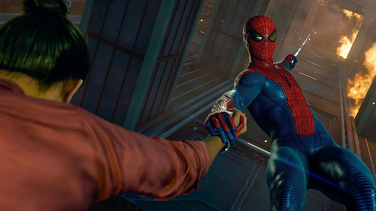 Andrew Garfield Spider-Man Saving MJ From Falling Scene in Spider-Man Remastered 4K ULTRA HD