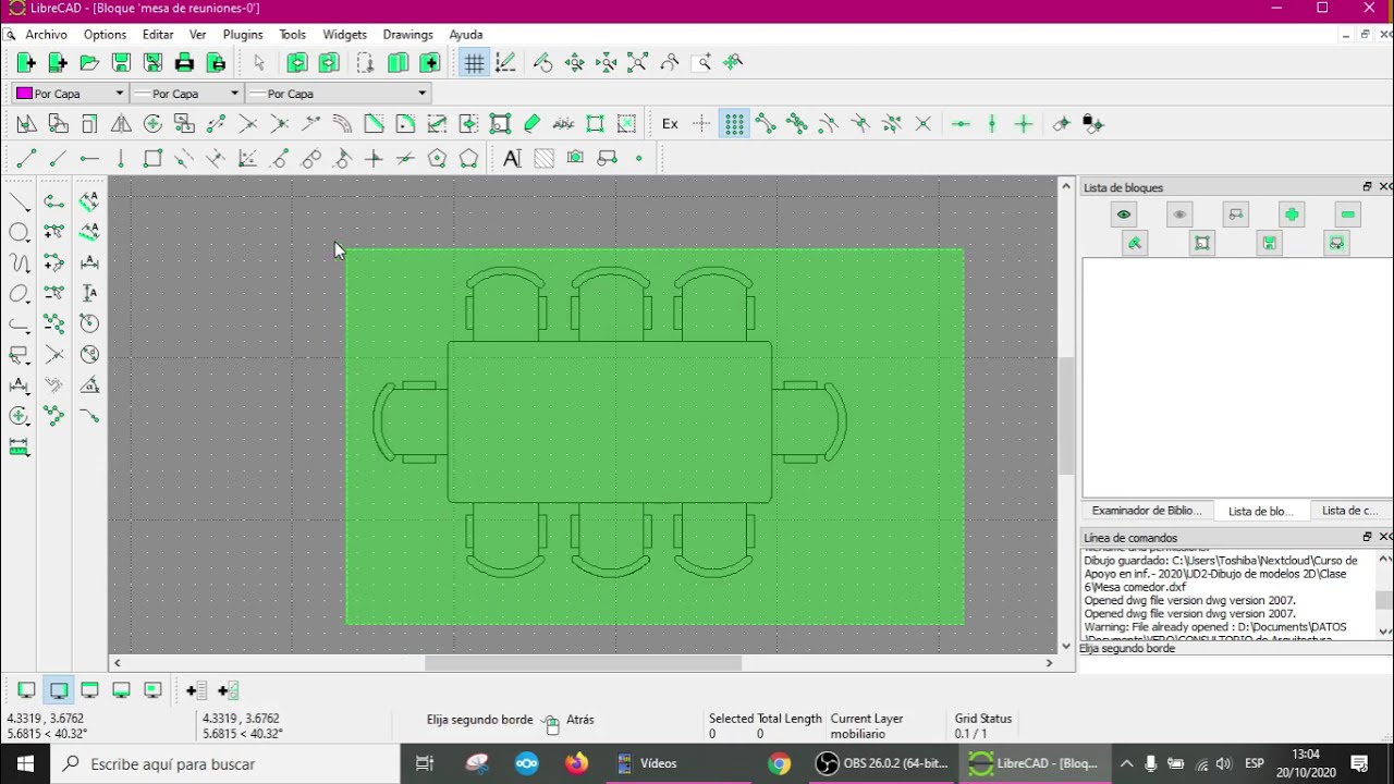 Edición e inserción de bloques en LibreCAD