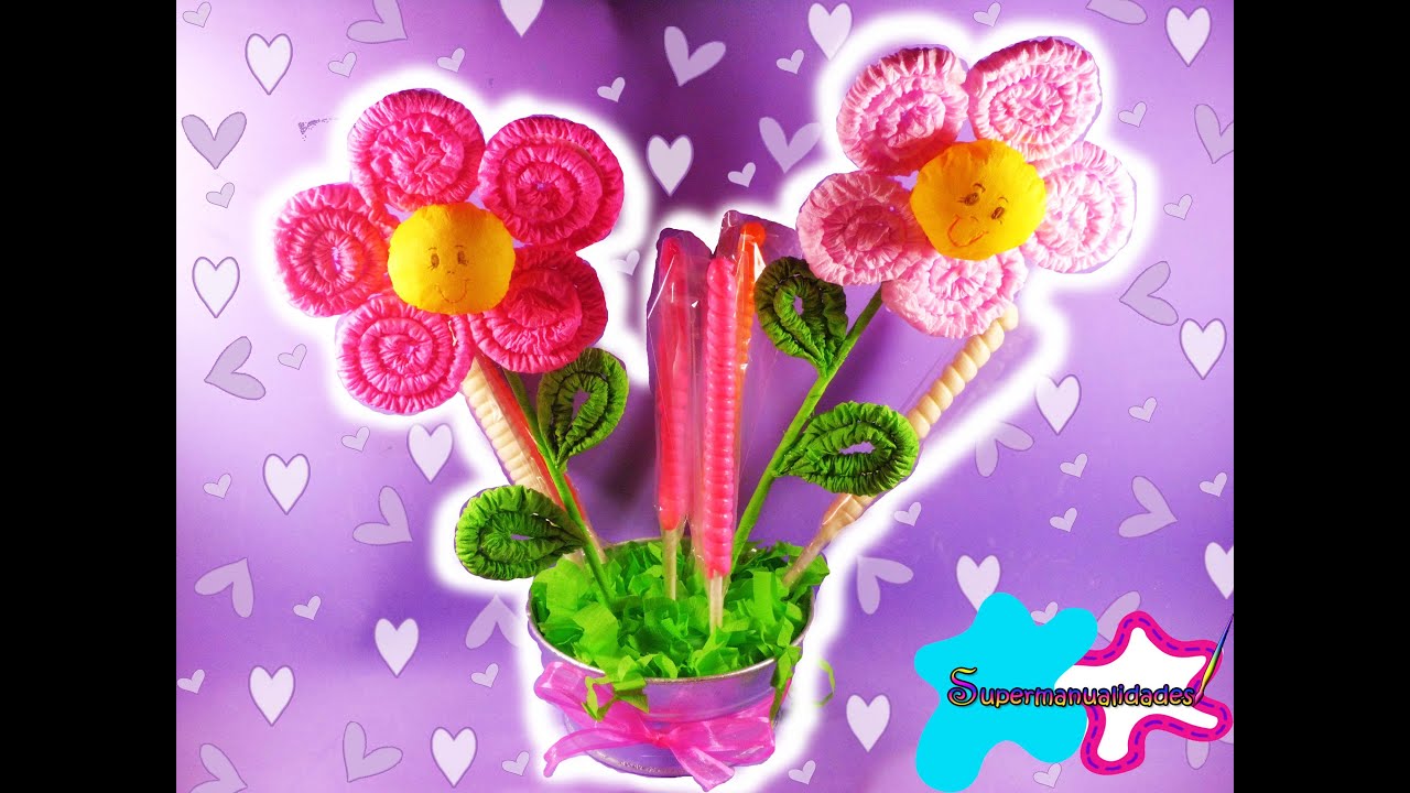 Arreglo con flores de papel crepé 💐SUPERMANUALIDADES💐