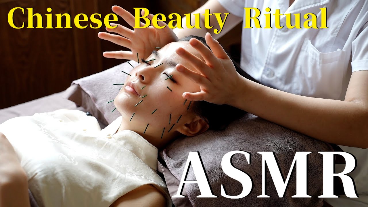 ASMR🪡Acupuncture, Gua Sha & Herbal Mask🌿 for Deep RelaxationTraditional Chinese Beauty Ritual 🌸