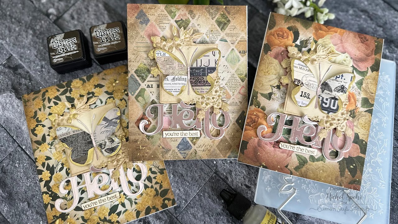 Vintage Collage Cards showcasing our July 2023 card kit!