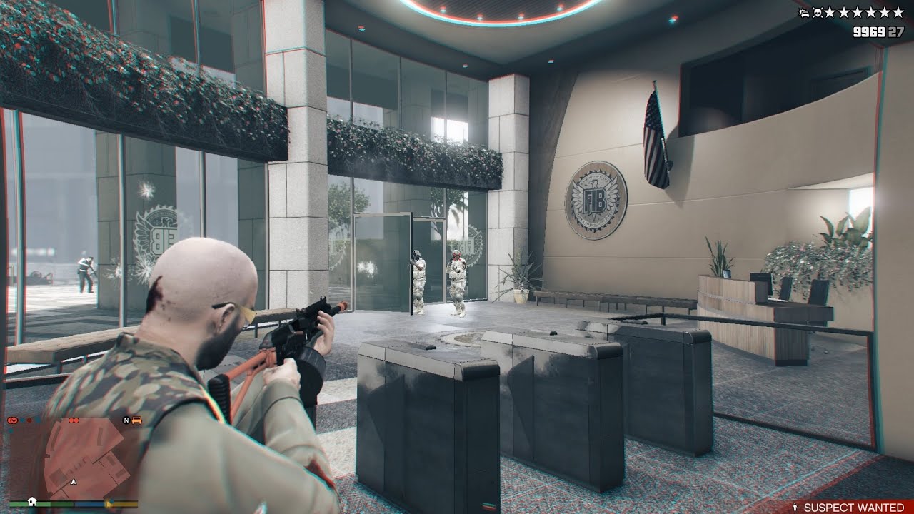 GTA V FIB Building Shootout + Six Star Wanted Level Escape(RDE 3.1.7)