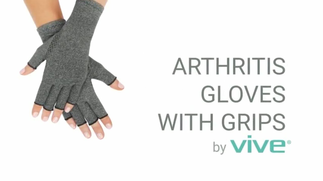 Arthritis Gloves With Grips by Vive - Textured Open Finger Compression - Rheumatoid & Osteoarthritis