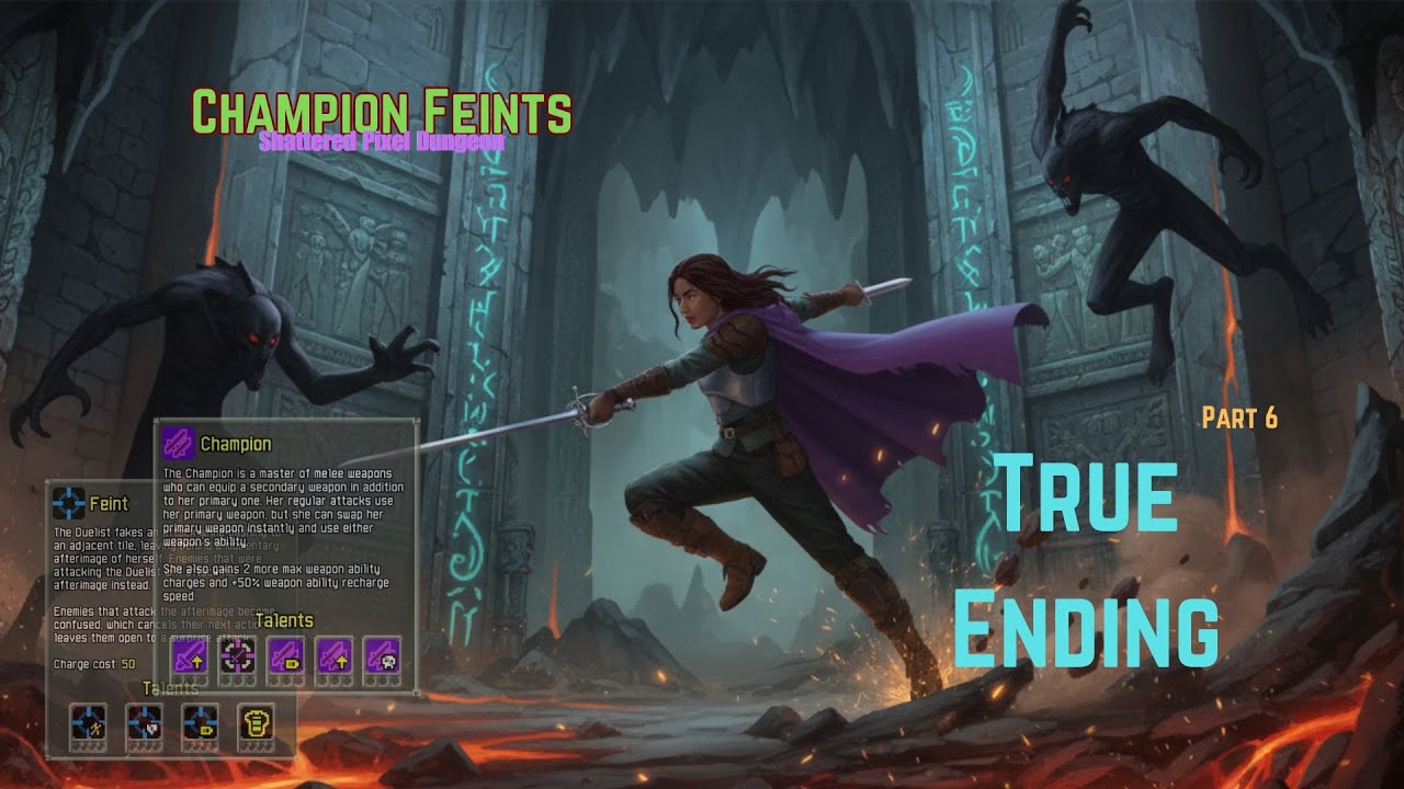 Shattered Pixel Dungeon – Duelist Champion Feints | Ascended Run (25→1) | True Ending | SFX Gameplay
