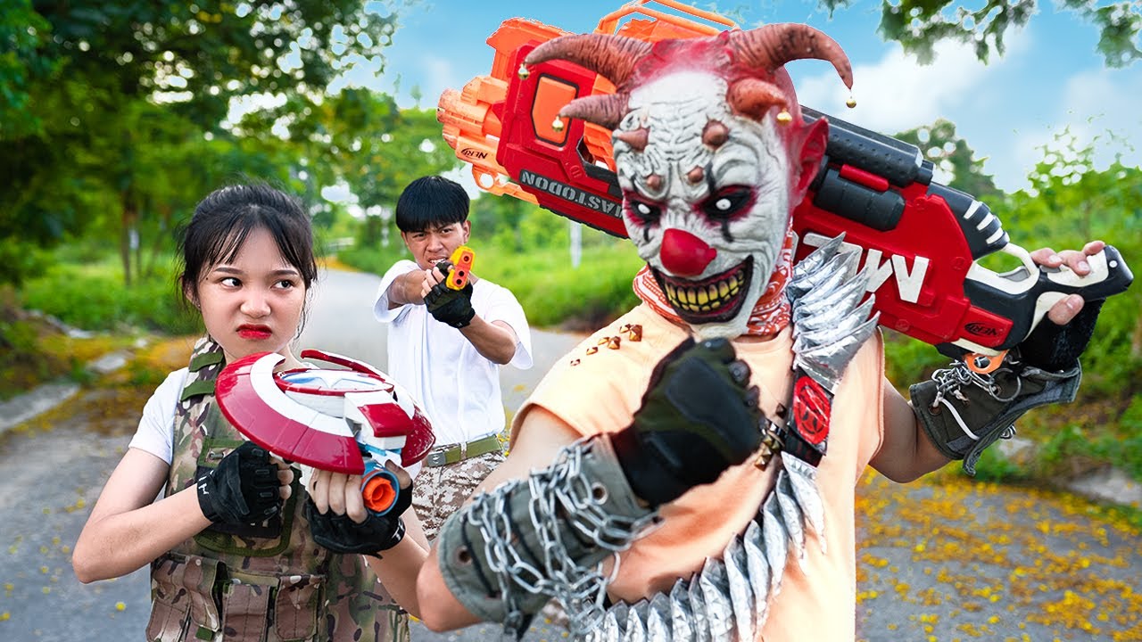 VTL Nerf War: Tranbi rescue President's Twin Daughters & Warrior X Nerf Guns Fight Squad Mask