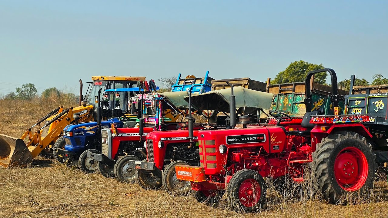 JCB 3dx Eco Excellence Loading Mud in Tractors Stuck Mahindra 475 Eicher 380 Kubota Jcb Tractor