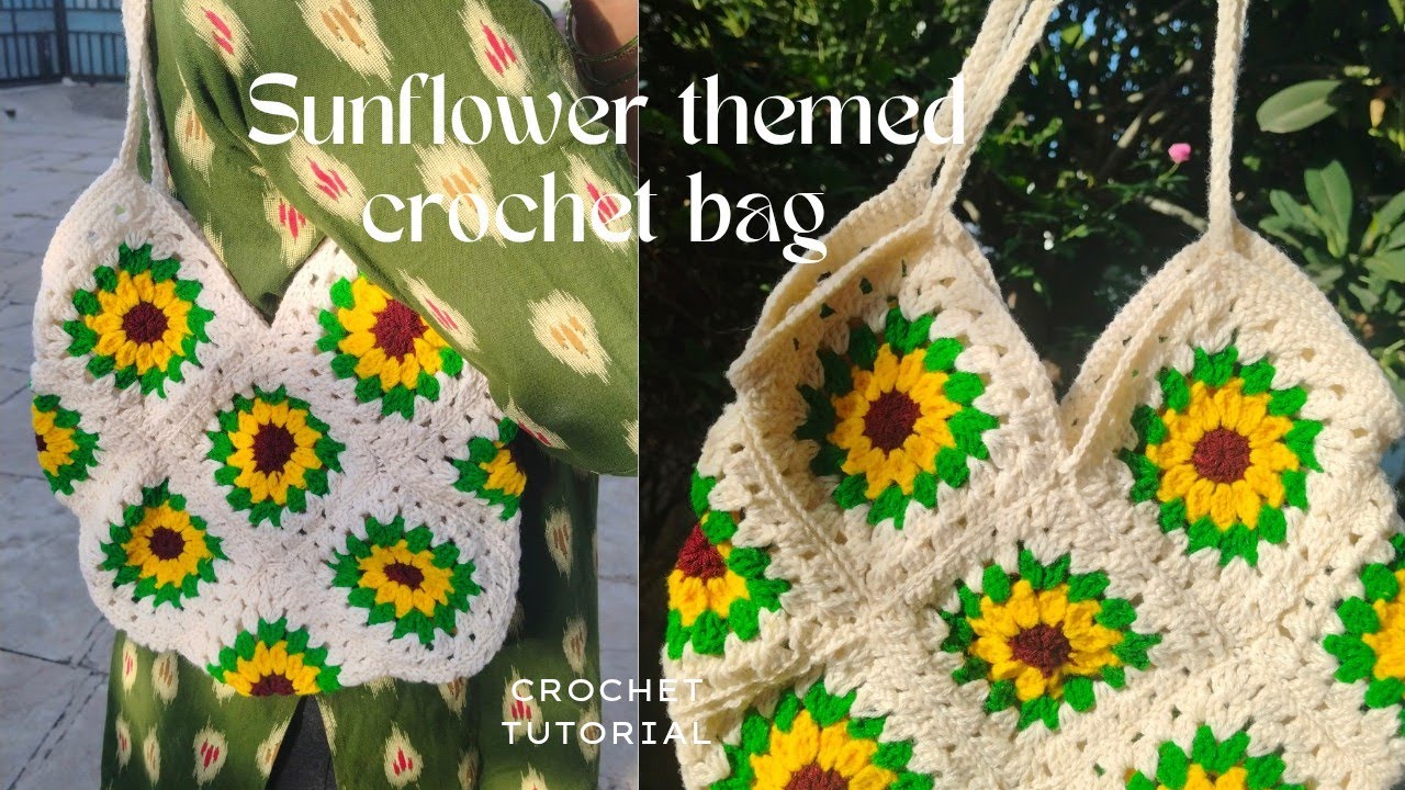 Sunflower 🌻 crochet bag 🧶 🌻 Crochet Sunflower Bag Tutorial | Easy & Aesthetic DIY Bag for Beginners