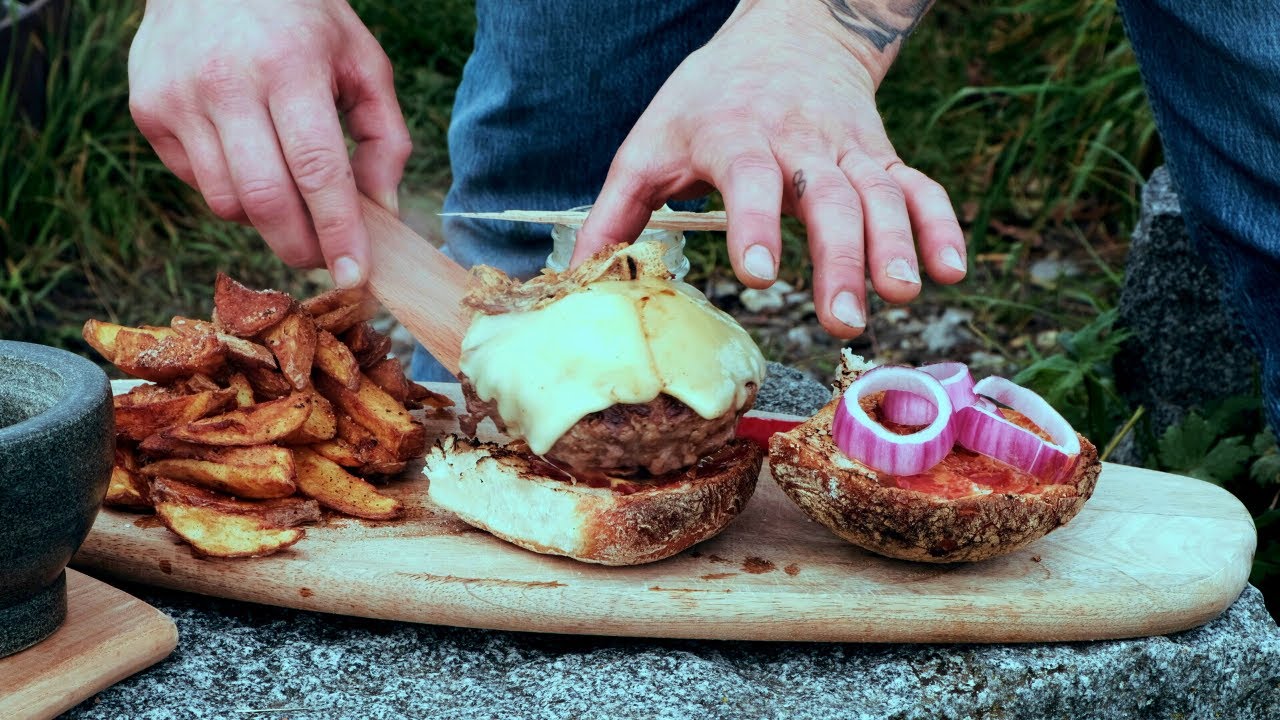 Best Cheesburger I Ever Had- Simple Cooking On Fire, Lake of Constance