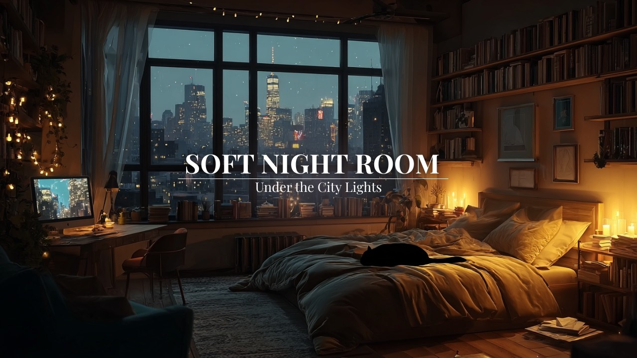 City Night Light & Soft Calm Music | Deep Sleep & Peaceful Night | Soft Night Room