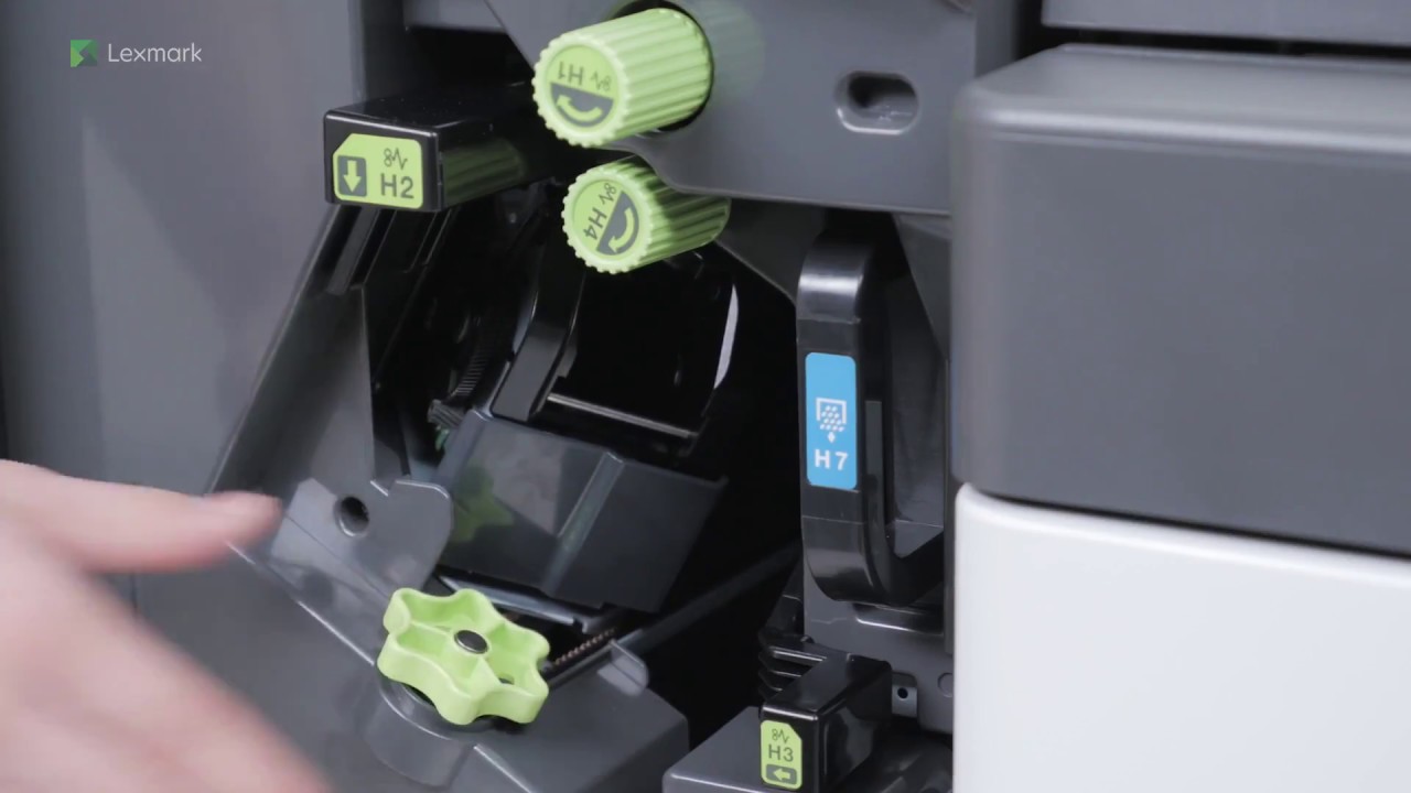 CS920/CX920 Series—Installing the multiposition staple, hole punch finisher
