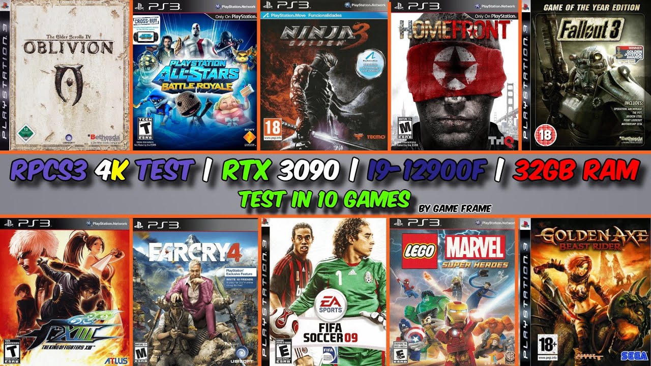 RPCS3 v0.0.38-18281 Benchmark | 10 PS3 Games | 4K Vulkan | RTX 3090, i9-12900F & 32GB RAM