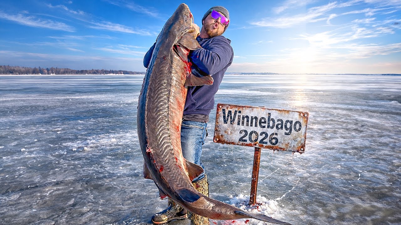 How We Landed a Jurassic Giant for YouTube! Lake Winnebago Sturgeon Spearing!