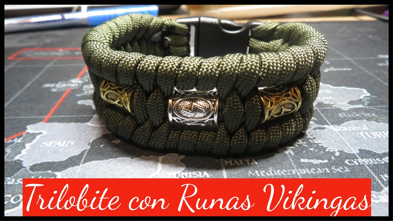 Pulsera Paracord TRILOBITE CON RUNAS VIKINGAS - bracelet tutorial - diy bracelet