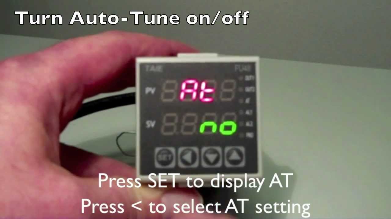 Change the Set Value, Alarm Value and select Auto-Tune on The FU48 1/16 DIN Temerature Controller