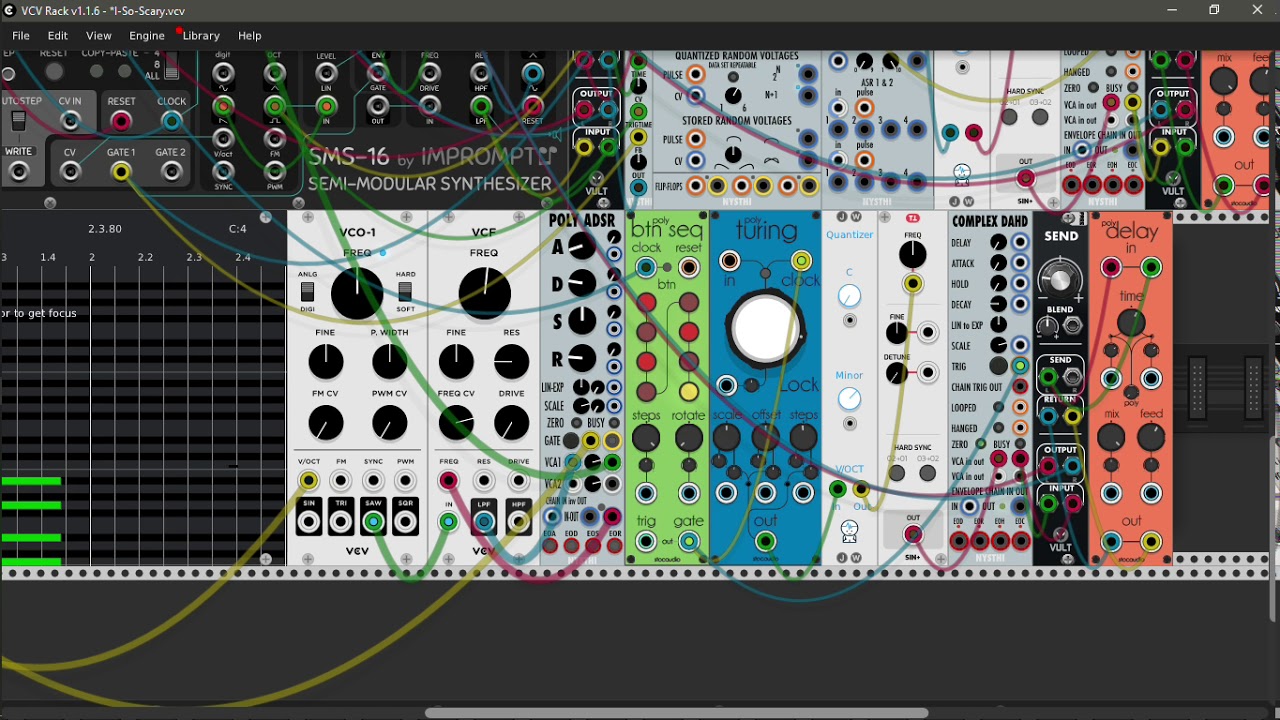 Jamming on VCV Rack 1.1.6 (Virtual Eurorack Modular Synthesizer)
