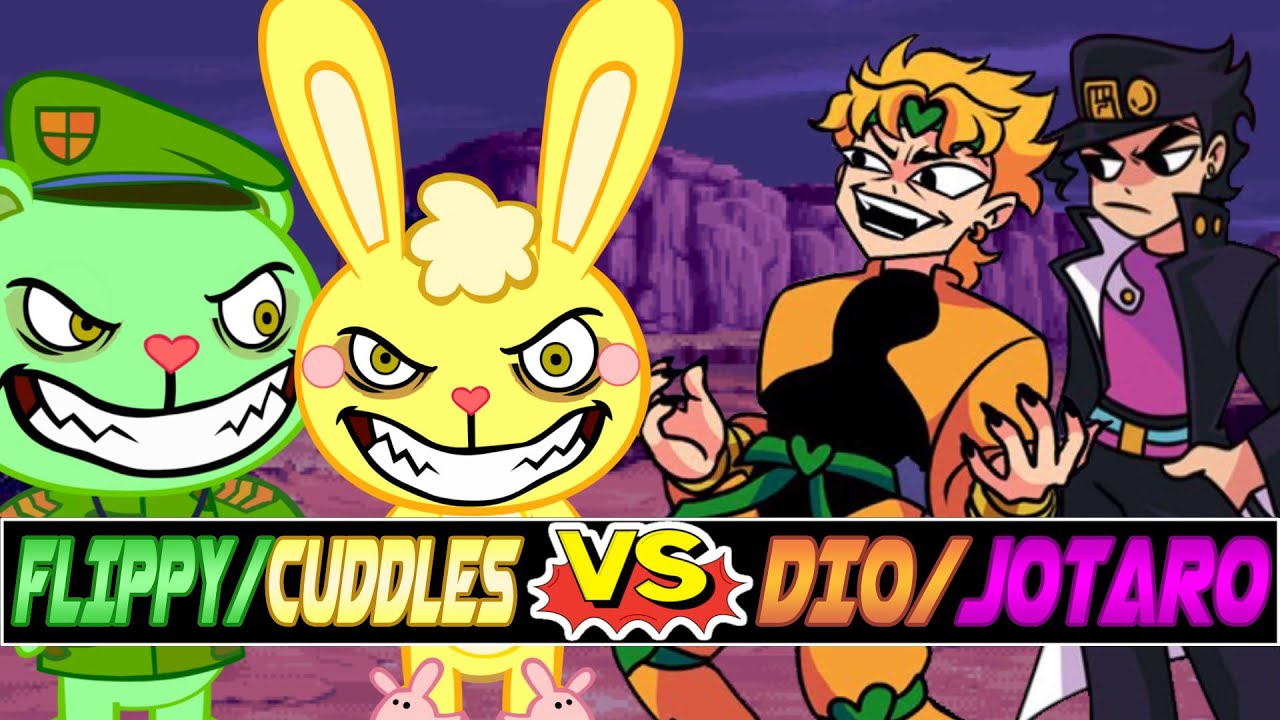 M.U.G.E.N. Battles | Cuddles/Flippy vs Dio/Jotaro | Happy Tree Friends vs JoJo's Bizarre Adventure