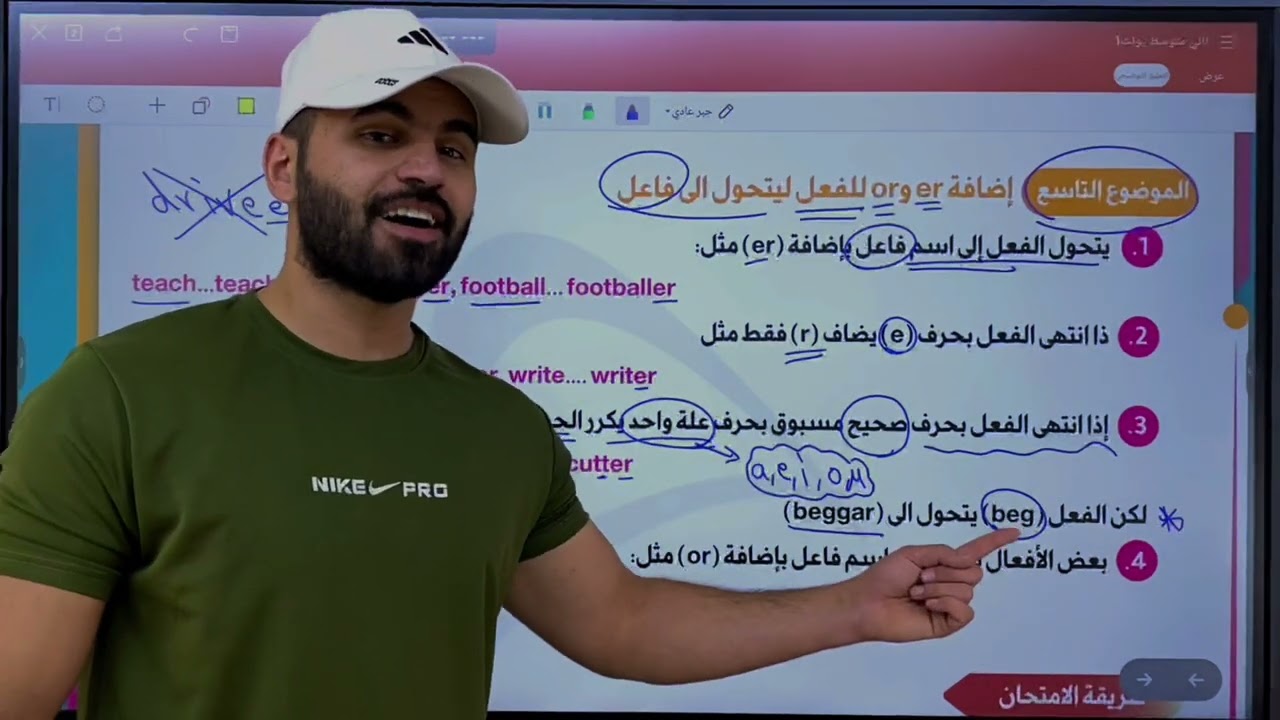انكليزي ثاني متوسط / يونت ١ / درس ١٤ / اضافه er و اضافه or / الاستاذ علاء السعداوي