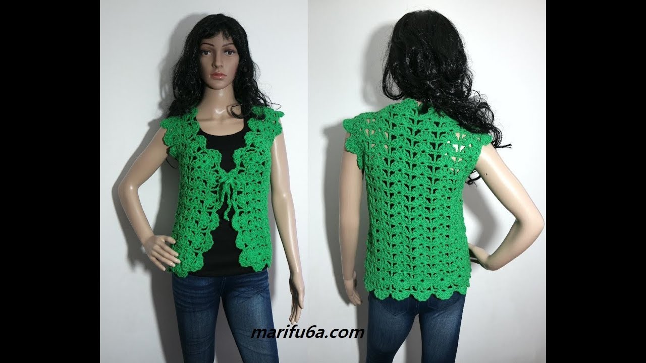 How to crochet easy and quick jacket bolero for beginners  by marifu6a