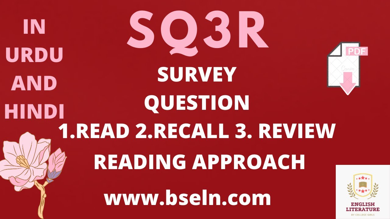 SQ3R Reading Approach/Technique Explained In Urdu and Hindi with Book Functional English PDF.