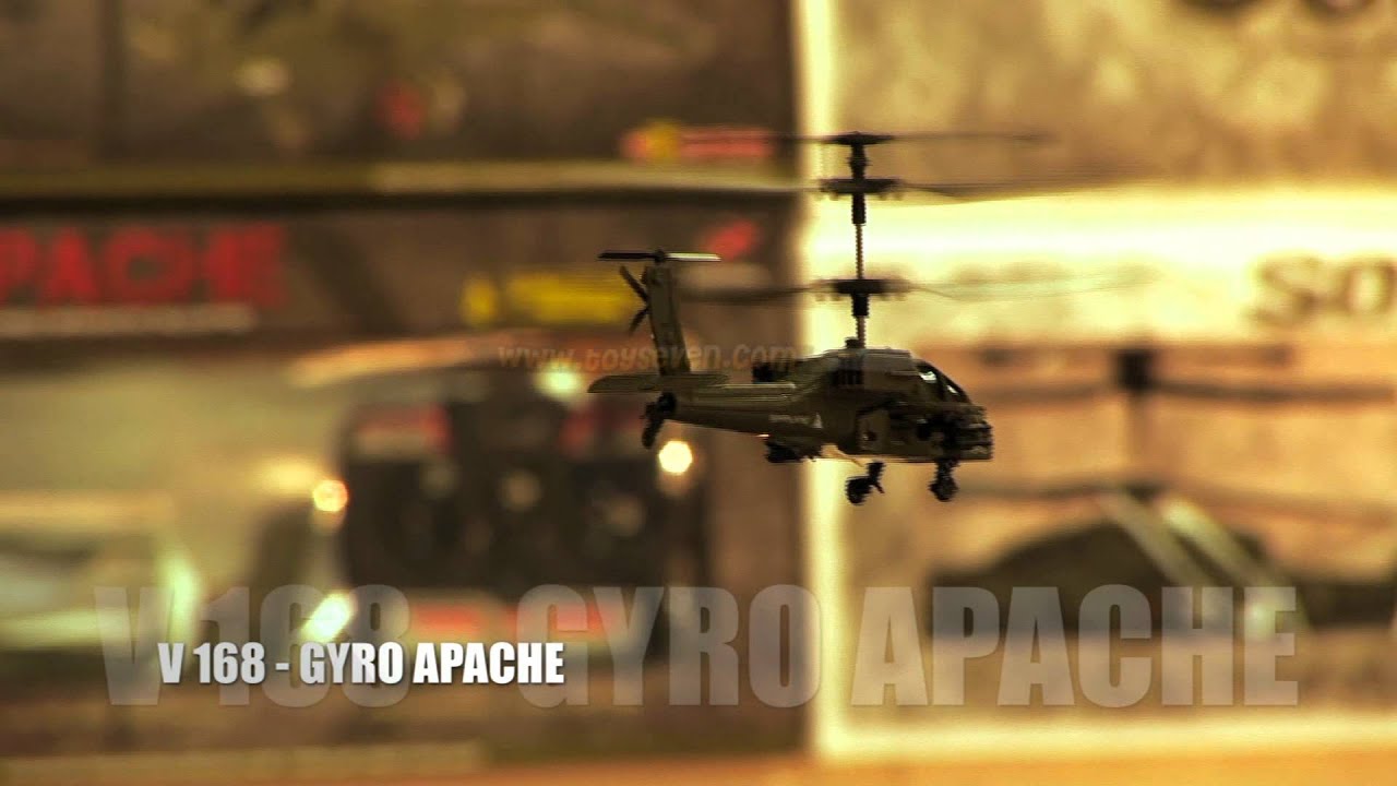 V168 RC Mini Army AH-64 Apache Gyro Helicopter Viefly