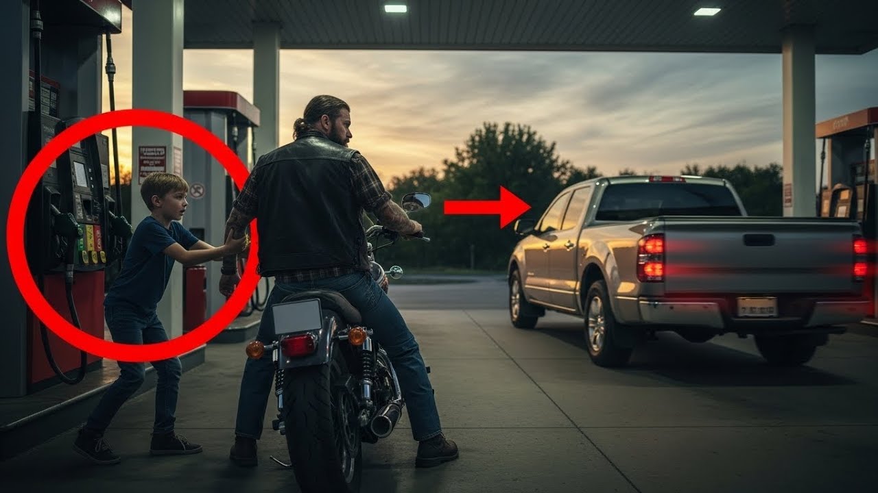 Meine Schwester ist in diesem Truck rief der Junge und der Biker handelte sofort